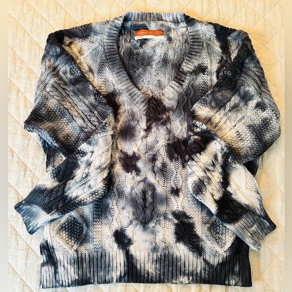 Anthropologie Pilcro Joni Cable-Knit Sweater Blue Motif tie-dye 🪢 Size M, NWOT - Picture 2 of 7